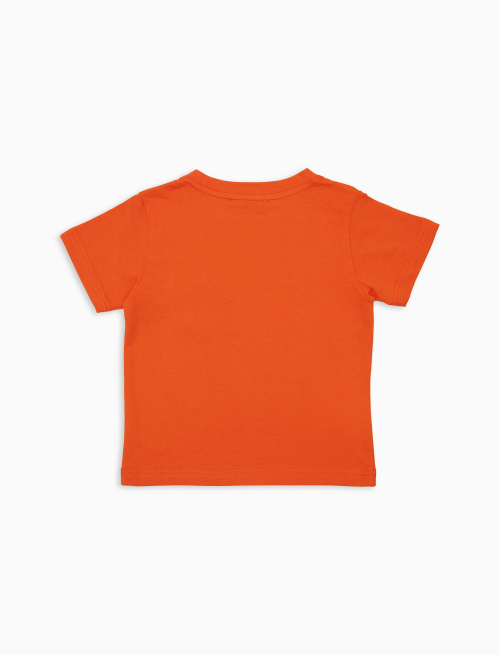 T-shirt bambino cotone tinta unita con taschino righe multicolor arancio - Abbigliamento Bambina | Gallo 1927 - Official Online Shop