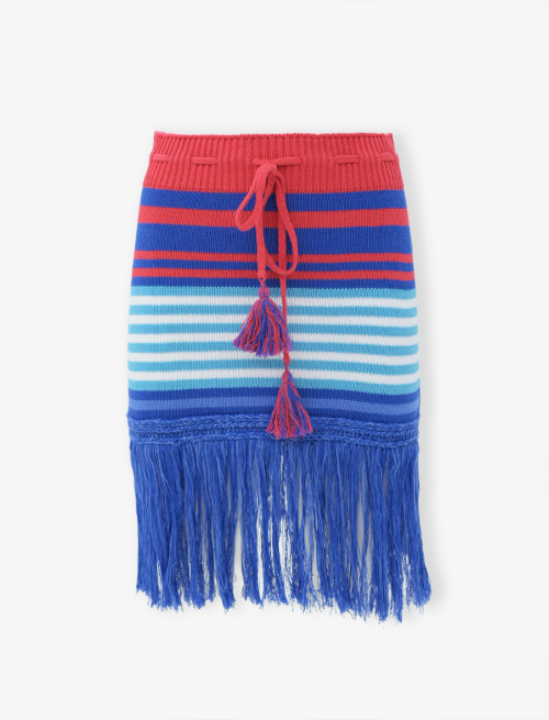 Women's short cherry red cotton skirt with different-size stripes - Clothing | Gallo 1927 - Official Online Shop