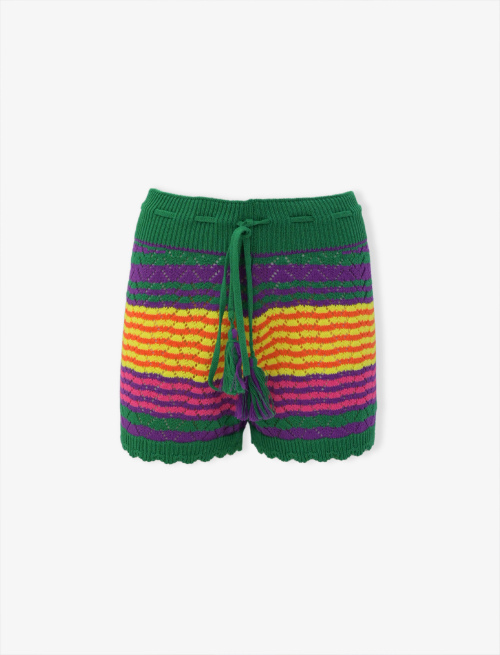 Women's purple cotton shorts with different-size stripes - past season 65 | Gallo 1927 - Official Online Shop