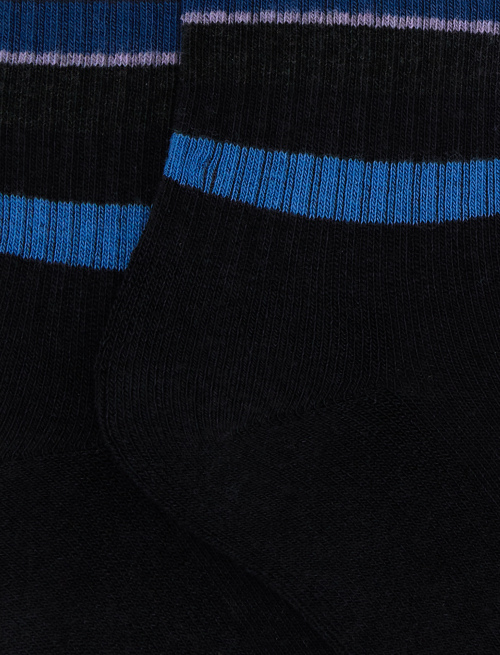 Kids' short socks in blue cotton terry cloth with multicoloured stripes - Black Friday Kids | Gallo 1927 - Official Online Shop
