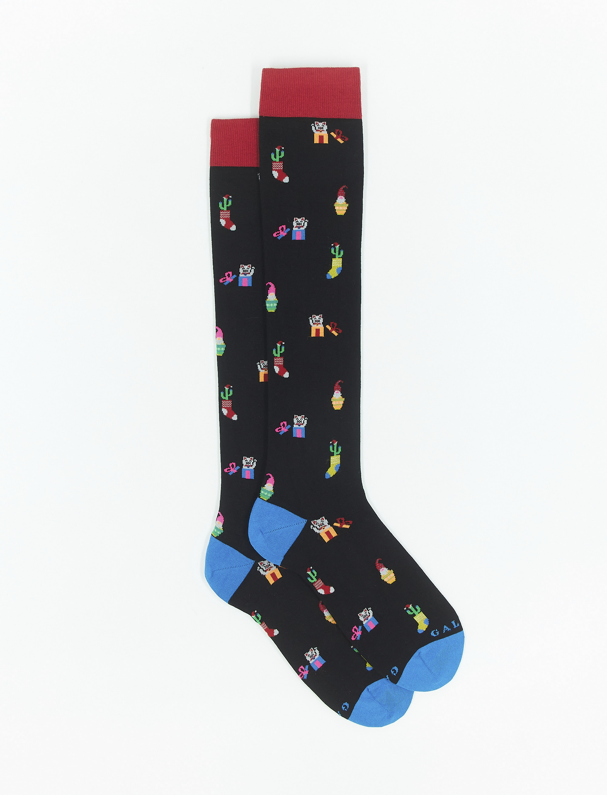 Women's long coal grey light cotton socks with Christmas motif - Long | Gallo 1927 - Official Online Shop