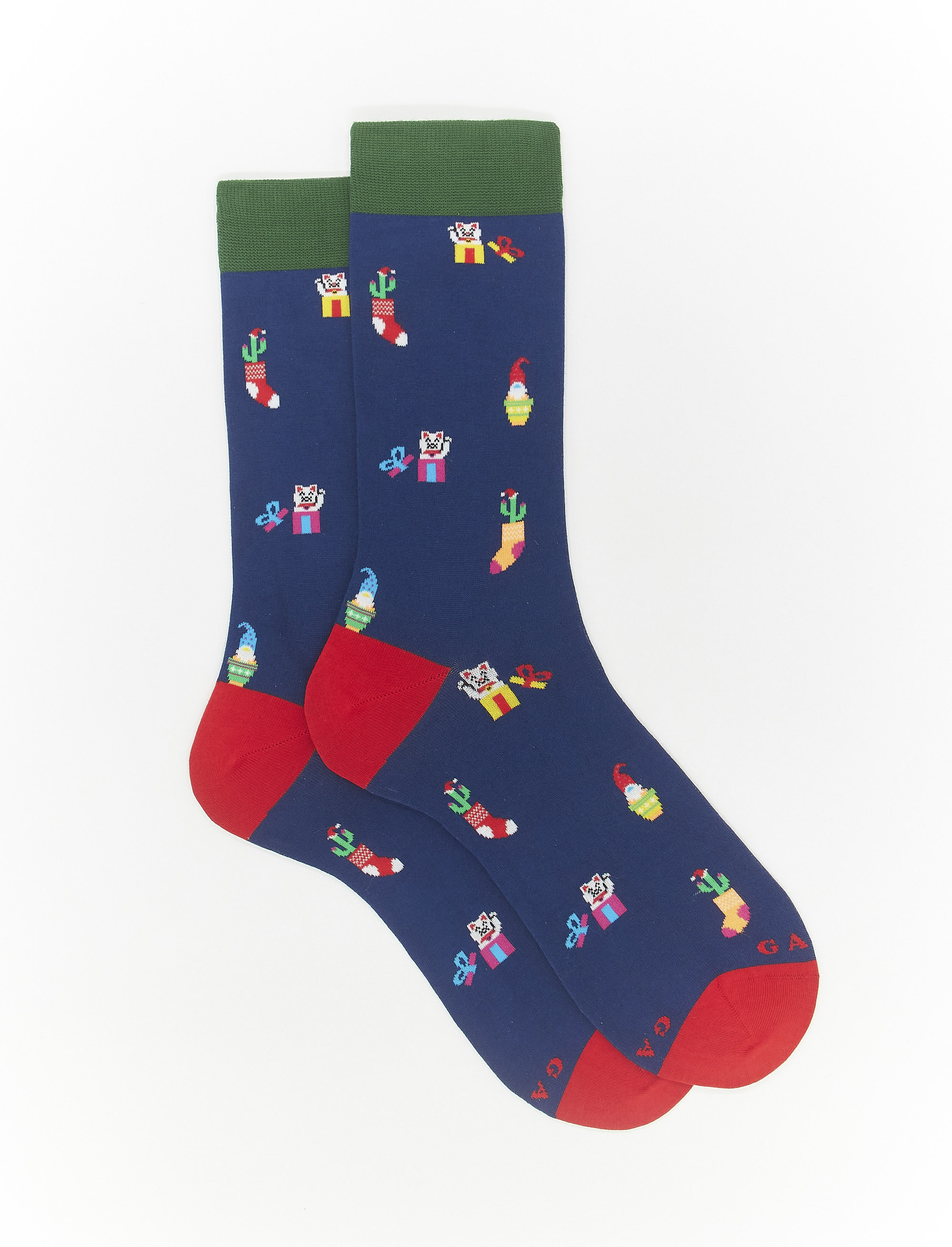 Women's short English blue light cotton socks with Christmas motif | Gallo 1927 - Official Online Shop