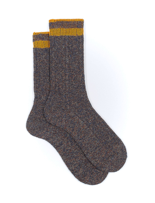 Unisex short plain Earth brown cotton socks with diamond detail - Green | Gallo 1927 - Official Online Shop