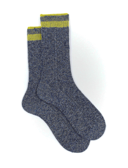 Unisex short plain abyss blue cotton socks with diamond detail - Green | Gallo 1927 - Official Online Shop