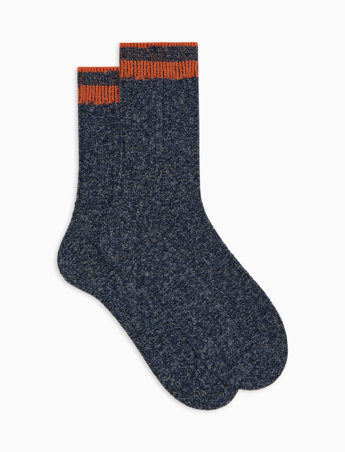 Unisex short plain blue cotton socks with diamond stitching - Socks | Gallo 1927 - Official Online Shop