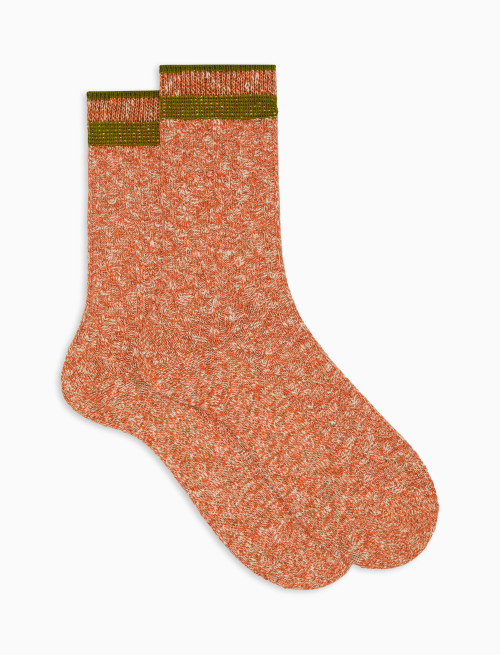Unisex short plain orange cotton socks with diamond detail - Green | Gallo 1927 - Official Online Shop