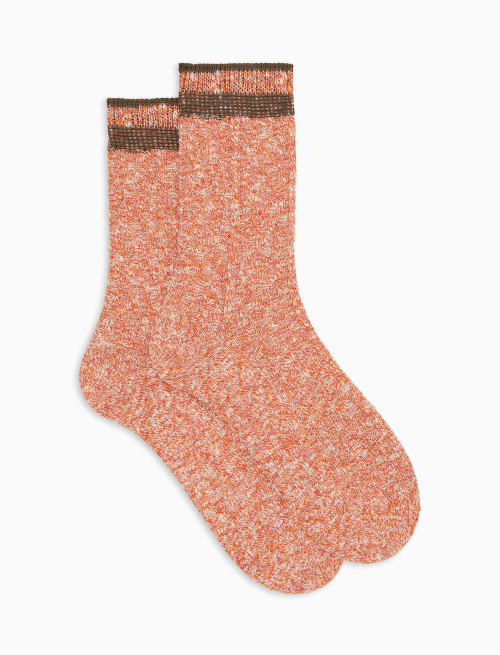 Unisex short plain orange cotton socks with diamond stitching - Socks | Gallo 1927 - Official Online Shop