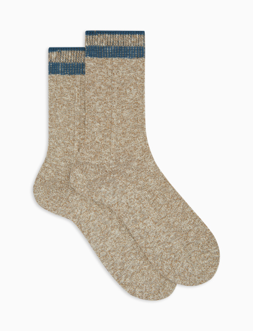 Calze corte unisex cotone lavorazione rombi su rovescio tinta unita beige - Green | Gallo 1927 - Official Online Shop