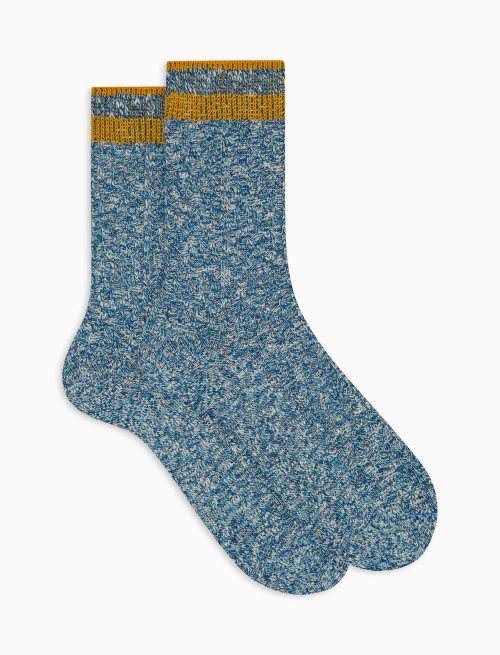 Unisex short plain light blue cotton socks with diamond stitching - Green | Gallo 1927 - Official Online Shop
