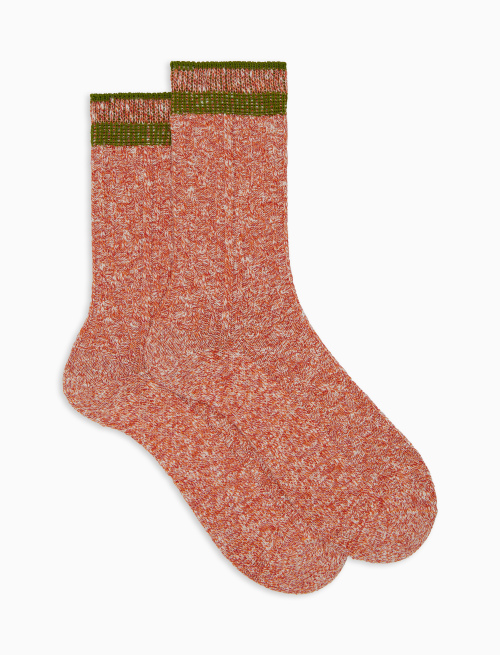 Calze corte unisex cotone lavorazione rombi su rovescio tinta unita arancio - Green | Gallo 1927 - Official Online Shop