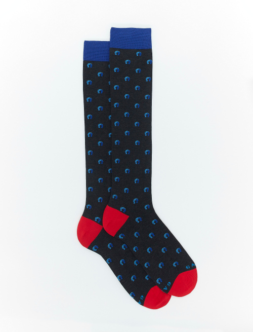 Men's long slate grey light cotton socks with horseshoe motif - The FW Edition | Gallo 1927 - Official Online Shop