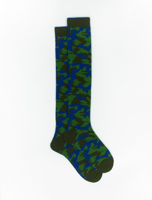 Men's long moss green cotton socks with camouflage motif - Man | Gallo 1927 - Official Online Shop