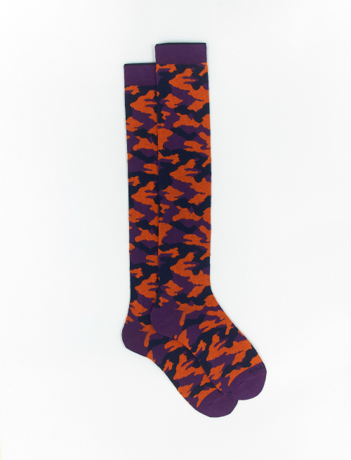 Men's long strelizia cotton socks with camouflage motif - Socks | Gallo 1927 - Official Online Shop