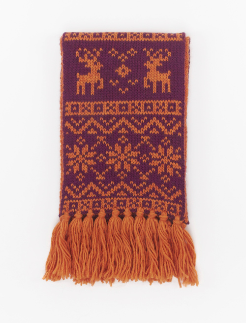 Unisex purple acrylic and wool scarf with decorative Christmas motif - Accessories | Gallo 1927 - Official Online Shop