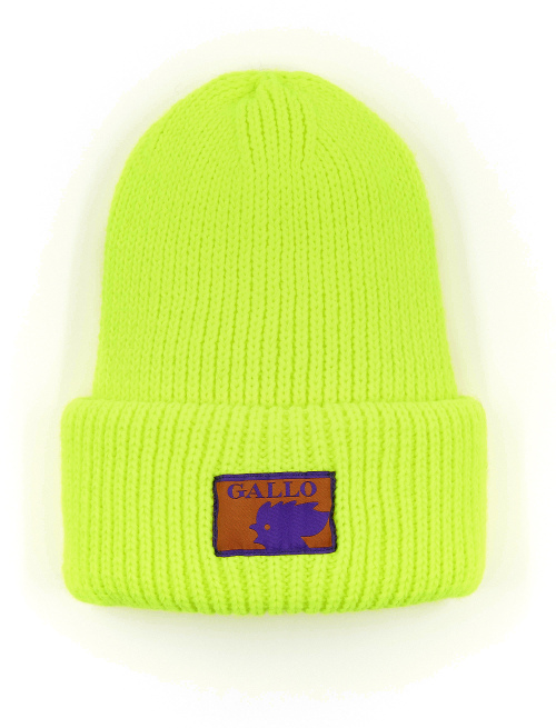 Unisex plain neon yellow acrylic beanie with double cuff - Hats | Gallo 1927 - Official Online Shop