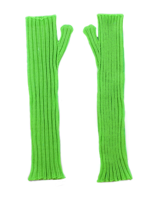 Women's long fingerless plain neon green acrylic gloves - Gloves | Gallo 1927 - Official Online Shop