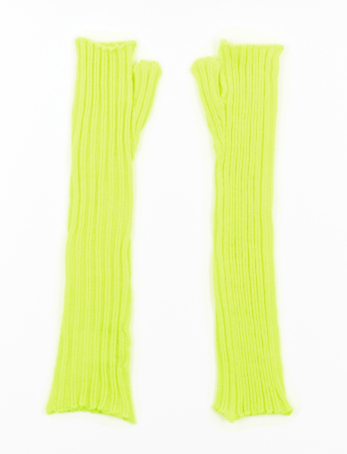 Women's long fingerless plain neon yellow acrylic gloves - Gloves | Gallo 1927 - Official Online Shop