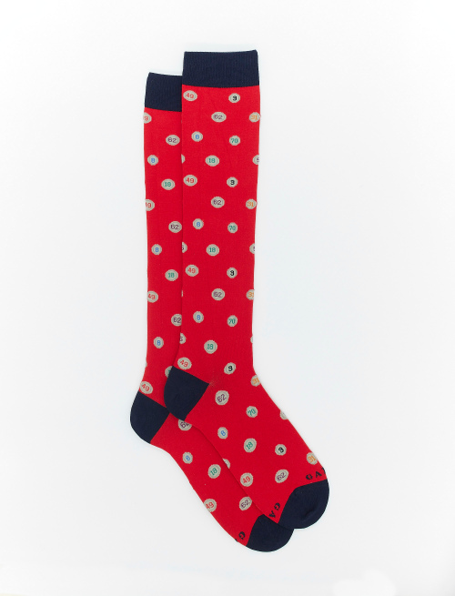 Men's long poppy light cotton socks with bingo motif - Special Selection | Gallo 1927 - Official Online Shop