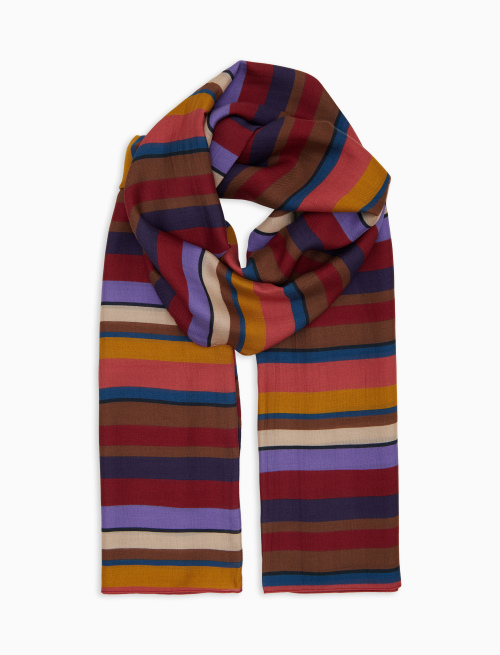 Lightweight burgundy unisex scarf with multicoloured stripes - Man | Gallo 1927 - Official Online Shop