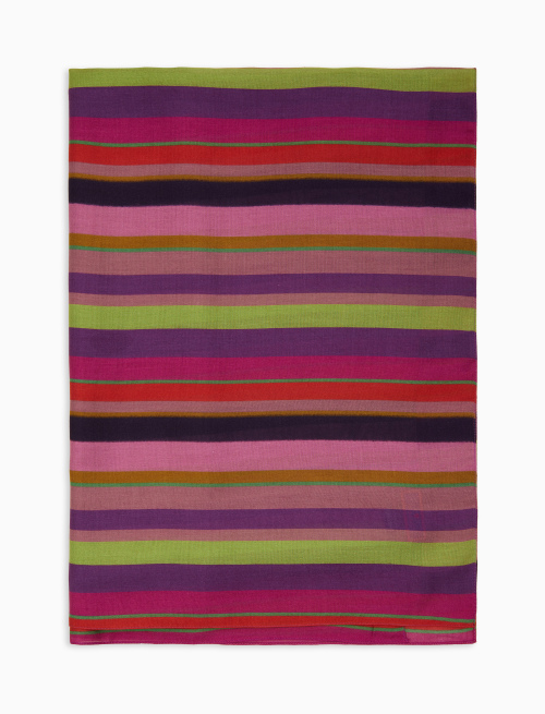 Lightweight purple unisex scarf with multicoloured stripes - Accessories | Gallo 1927 - Official Online Shop
