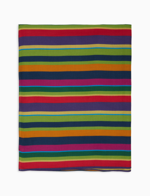 Lightweight blue unisex scarf with multicoloured stripes - Man | Gallo 1927 - Official Online Shop