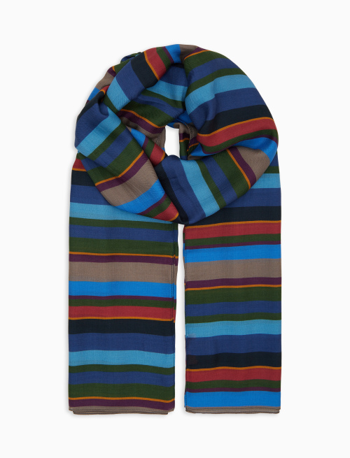 Sciarpa leggera unisex blu righe multicolor - Multicolor | Gallo 1927 - Official Online Shop