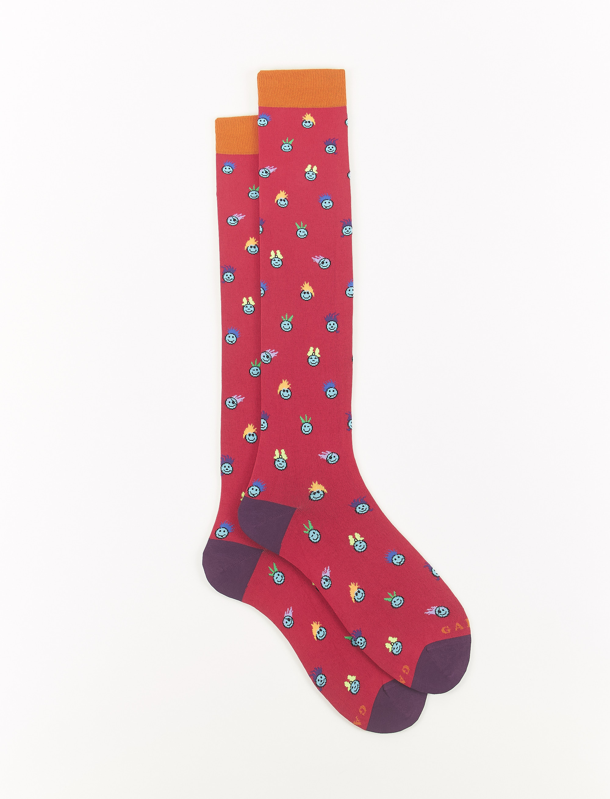 Women's long cherry light cotton socks with emoji motif - Long | Gallo 1927 - Official Online Shop