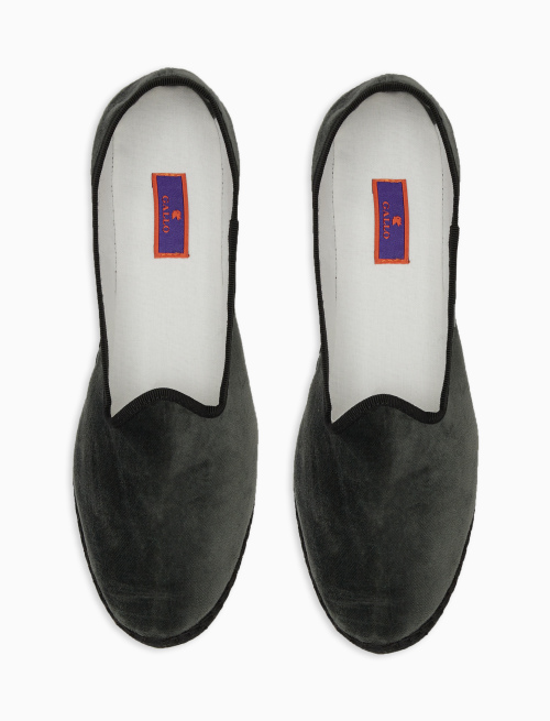 Unisex's plain charcoal grey velvet shoes - Shoes | Gallo 1927 - Official Online Shop
