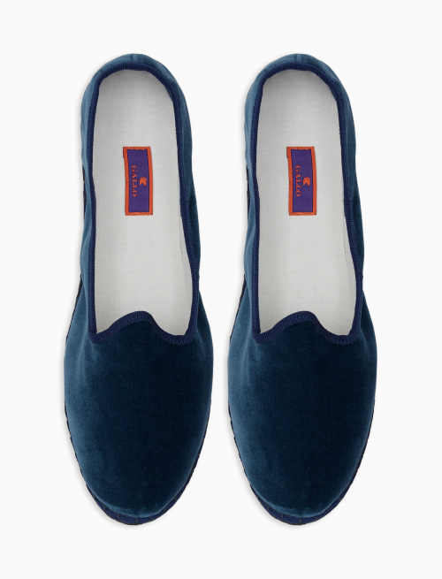 Unisex's plain air force blue velvet shoes - Cannes | Gallo 1927 - Official Online Shop