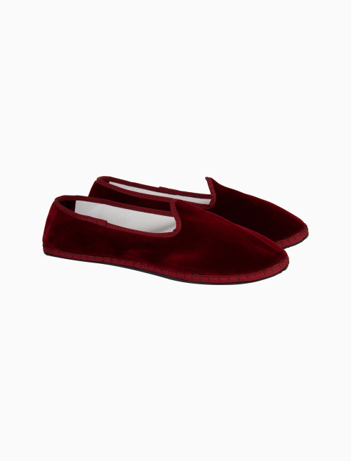 Unisex's plain burgundy velvet shoes - Woman | Gallo 1927 - Official Online Shop