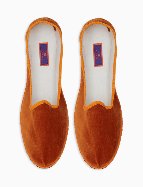 Unisex's plain orange velvet shoes - Taormina | Gallo 1927 - Official Online Shop