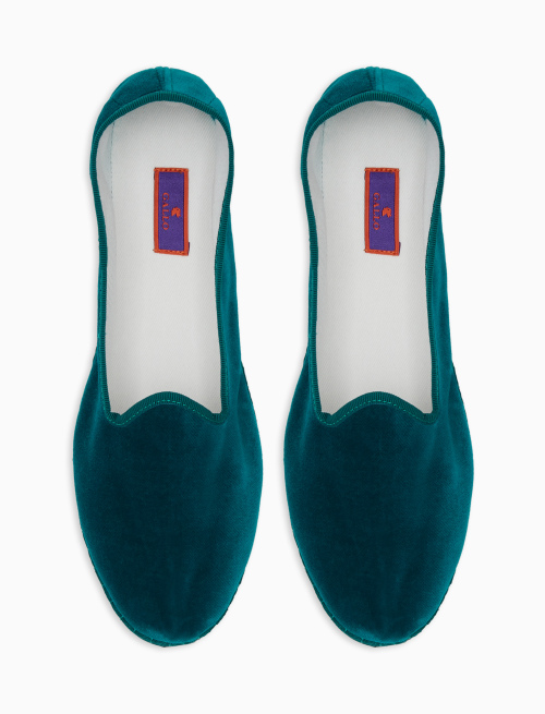 Unisex's plain turquoise velvet shoes - Shoes | Gallo 1927 - Official Online Shop