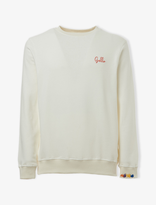 Unisex plain cream cotton crew-neck sweatshirt - Sales 40 | Gallo 1927 - Official Online Shop