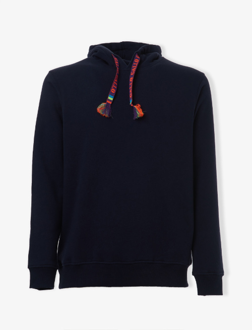 Unisex plain navy blue cotton hoodie - Sales 40 | Gallo 1927 - Official Online Shop