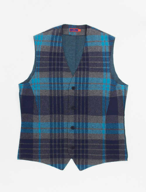 Men's pyrite polyester and cotton vest with tartan motif - Clothing | Gallo 1927 - Official Online Shop