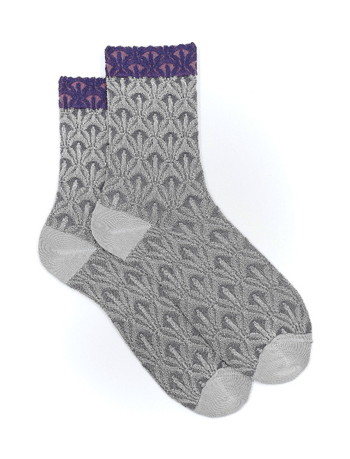 Women's short silver viscose socks with tuft motif - The Black Week | Gallo 1927 - Official Online Shop
