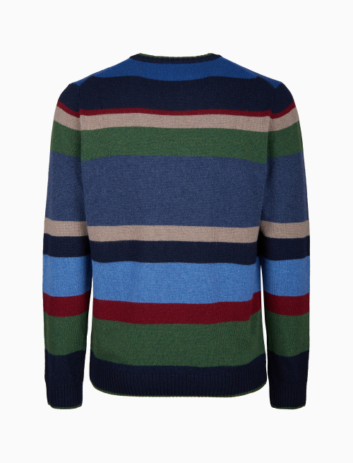 Pull girocollo uomo lana, viscosa e cashmere blu righe multicolor - Maglieria | Gallo 1927 - Official Online Shop