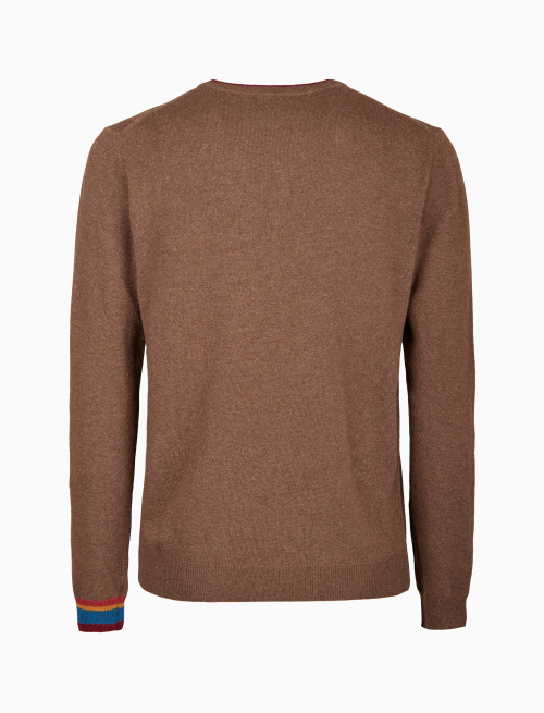 Pull girocollo uomo lana, viscosa e cashmere marrone tinta unita - Maglieria | Gallo 1927 - Official Online Shop