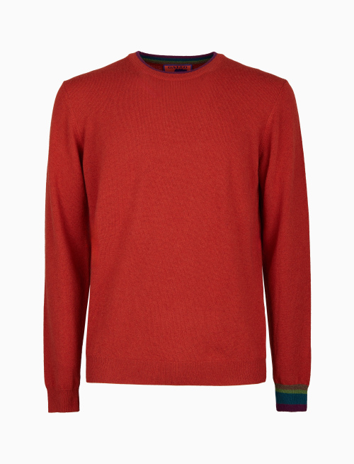Pull girocollo uomo lana, viscosa e cashmere arancio tinta unita - Maglieria | Gallo 1927 - Official Online Shop