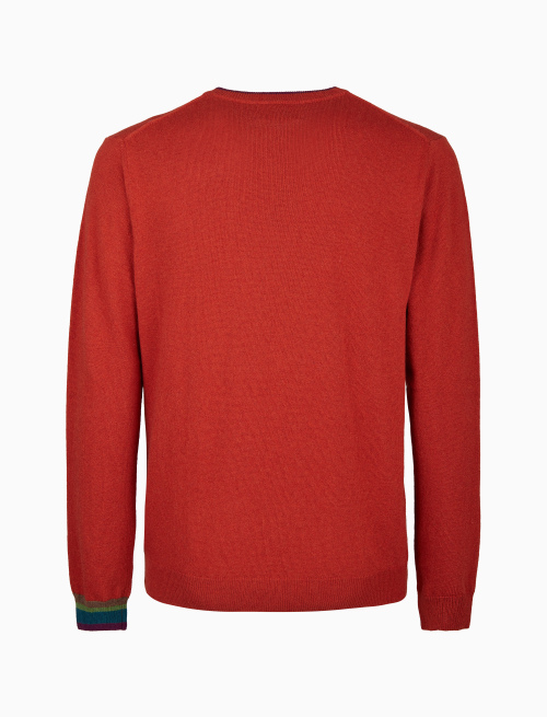 Pull girocollo uomo lana, viscosa e cashmere arancio tinta unita - Maglieria | Gallo 1927 - Official Online Shop