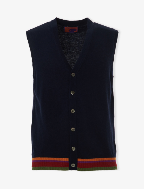 Men's plain royal blue wool, viscose and cashmere vest - Clothing | Gallo 1927 - Official Online Shop