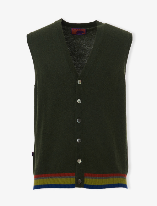 Men's plain forest green wool, viscose and cashmere vest - Clothing | Gallo 1927 - Official Online Shop