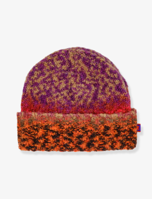 Unisex amaranth wool, acrylic and alpaca beanie with fade effect - Accessories | Gallo 1927 - Official Online Shop