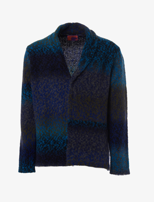 Men's dark blue wool, acrylic and alpaca cardigan with fade effect - Clothing | Gallo 1927 - Official Online Shop