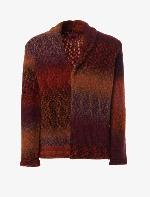 Men's amaranth wool, acrylic and alpaca cardigan with fade effect - Second Selection | Gallo 1927 - Official Online Shop