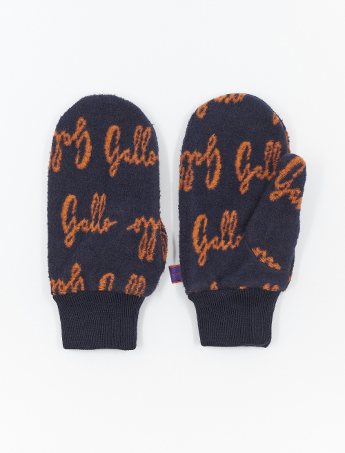 Unisex royal blue mittens in cotton jersey teddy fabric with Gallo writing - Gloves | Gallo 1927 - Official Online Shop