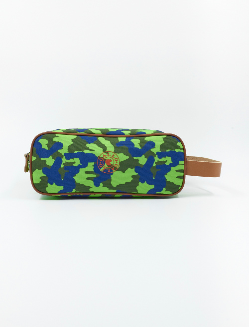 Unisex classic moss green polyester beauty case with camouflage motif - Small Leather goods | Gallo 1927 - Official Online Shop