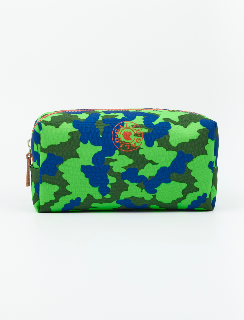 Unisex moss green polyester bowler clutch with camouflage motif - Small Leather goods | Gallo 1927 - Official Online Shop