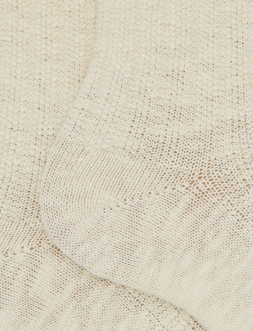 Unisex short plain beige ribbed cotton socks - Woman | Gallo 1927 - Official Online Shop