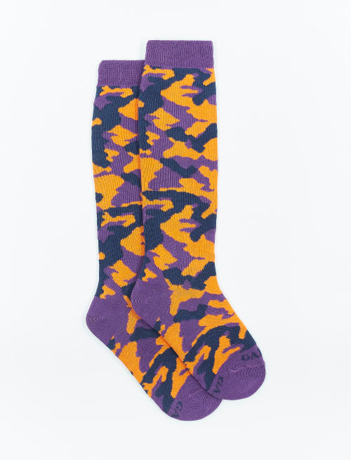 Kids' long strelizia cotton socks with camouflage motif - Socks | Gallo 1927 - Official Online Shop